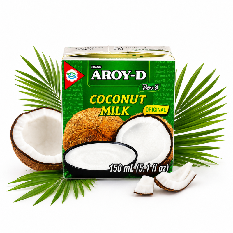 Aroy-D 70% Natural Coconut Milk for Asian Dishes, Curry and Desserts, 150 ml