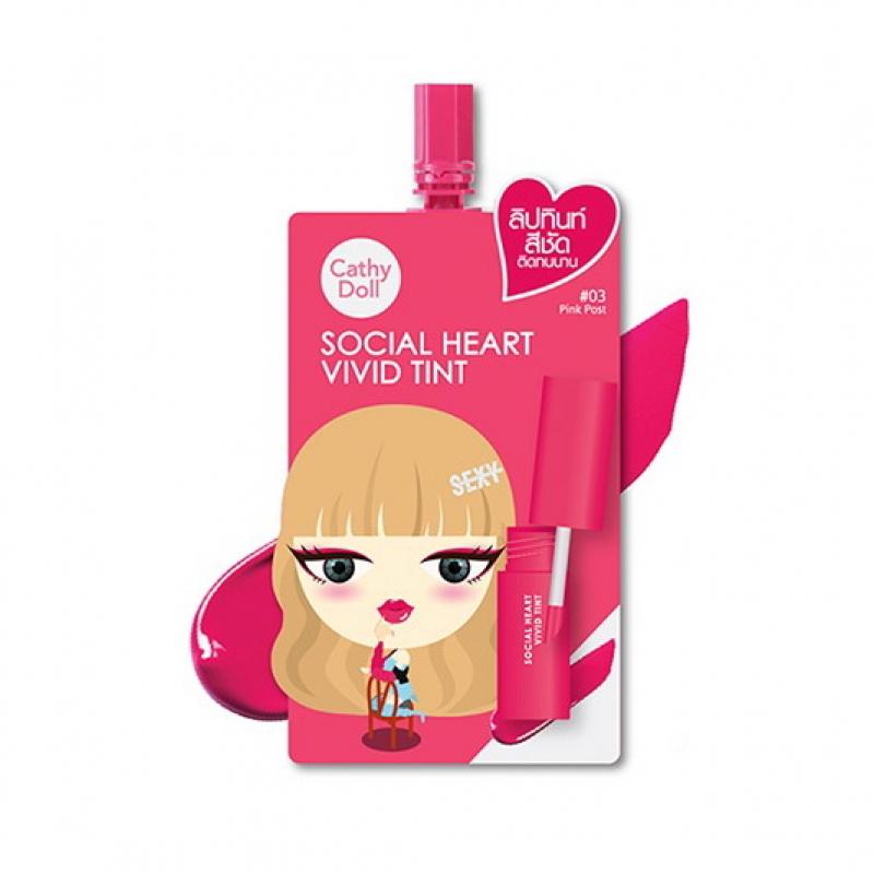 Тінт для губ Cathy Doll #3 Pink Post з алое вера та гіалуроновою кислотою