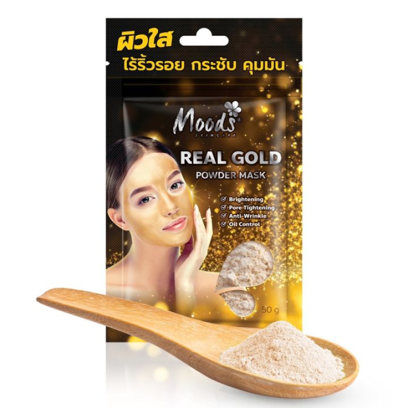 Masque en poudre pour le visage Moods à la poudre de perle et bio-or, 50 g