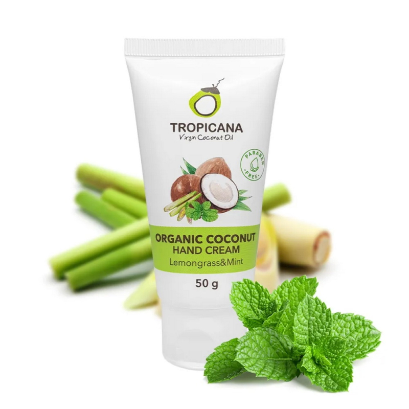 Crème mains bio Tropicana à la noix de coco, citronnelle et menthe, 50 ml