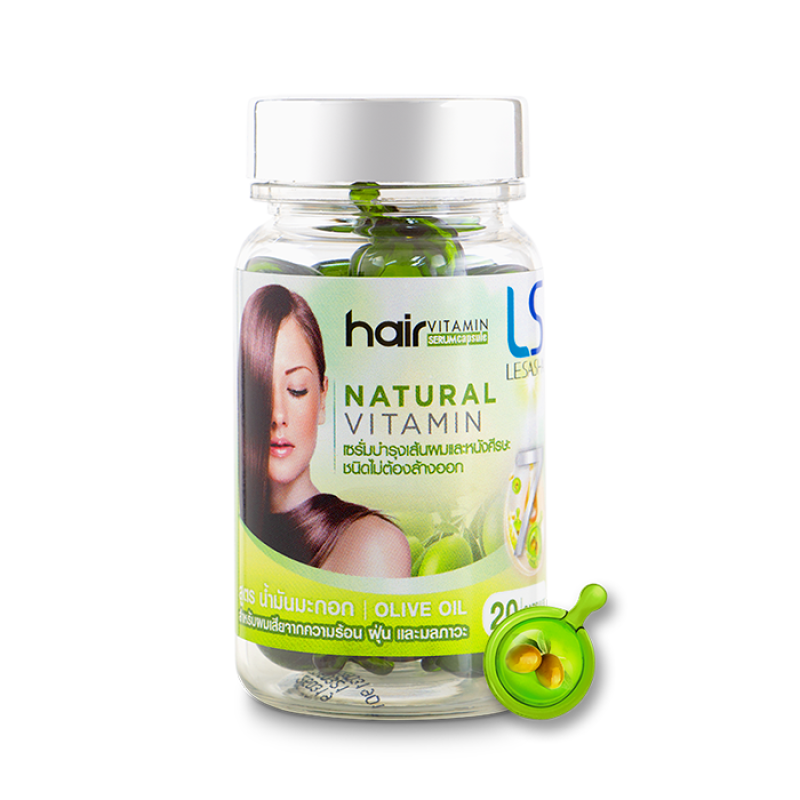 Тайские капсулы для волос Lesasha Hair Serum Vitamin c оливковым маслом в баночке, 20 шт