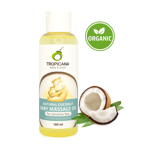 Huile corporelle et de massage bio pour bébé Tropicana Baby Oil à la noix de coco, 160 ml