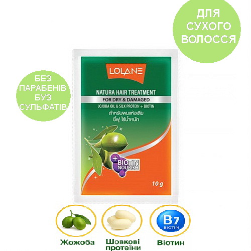Masque capillaire Lolane à l’huile de jojoba et aux protéines de soie, 10 g