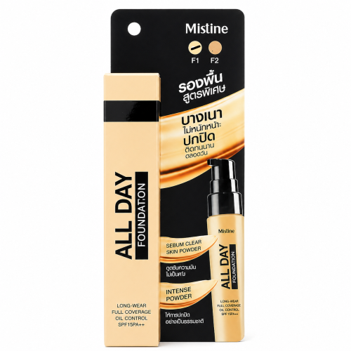 Fond de teint matifiant pour le visage avec SPF-15 Mistine All Day F2, 25 g