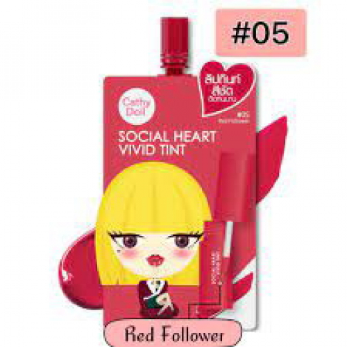 Tint à lèvres Cathy Doll #5 Red Follower à l’aloe vera et à l’acide hyaluronique