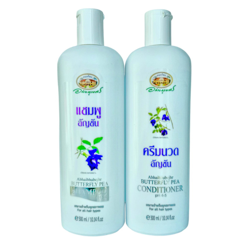 Coffret anti-chute Abhaibhubejhr – shampooing et après-shampooing au pois bleu