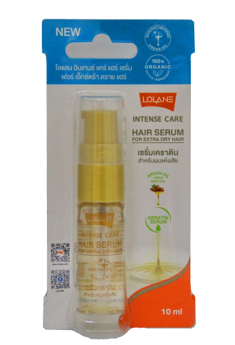 LOLANE Intense Care Keratin Hair Serum with Argan Oil for Dry Hair, 10 ml